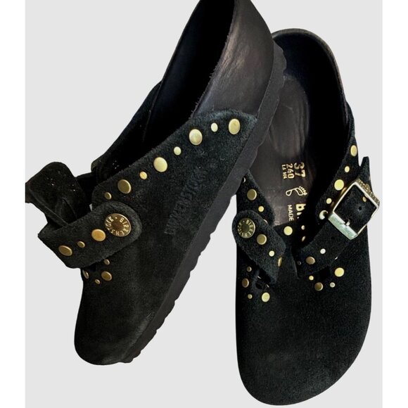 Birkenstock Boston Rivets Suede Leather Clog Black Size 37 EU New In Box - Picture 16 of 16